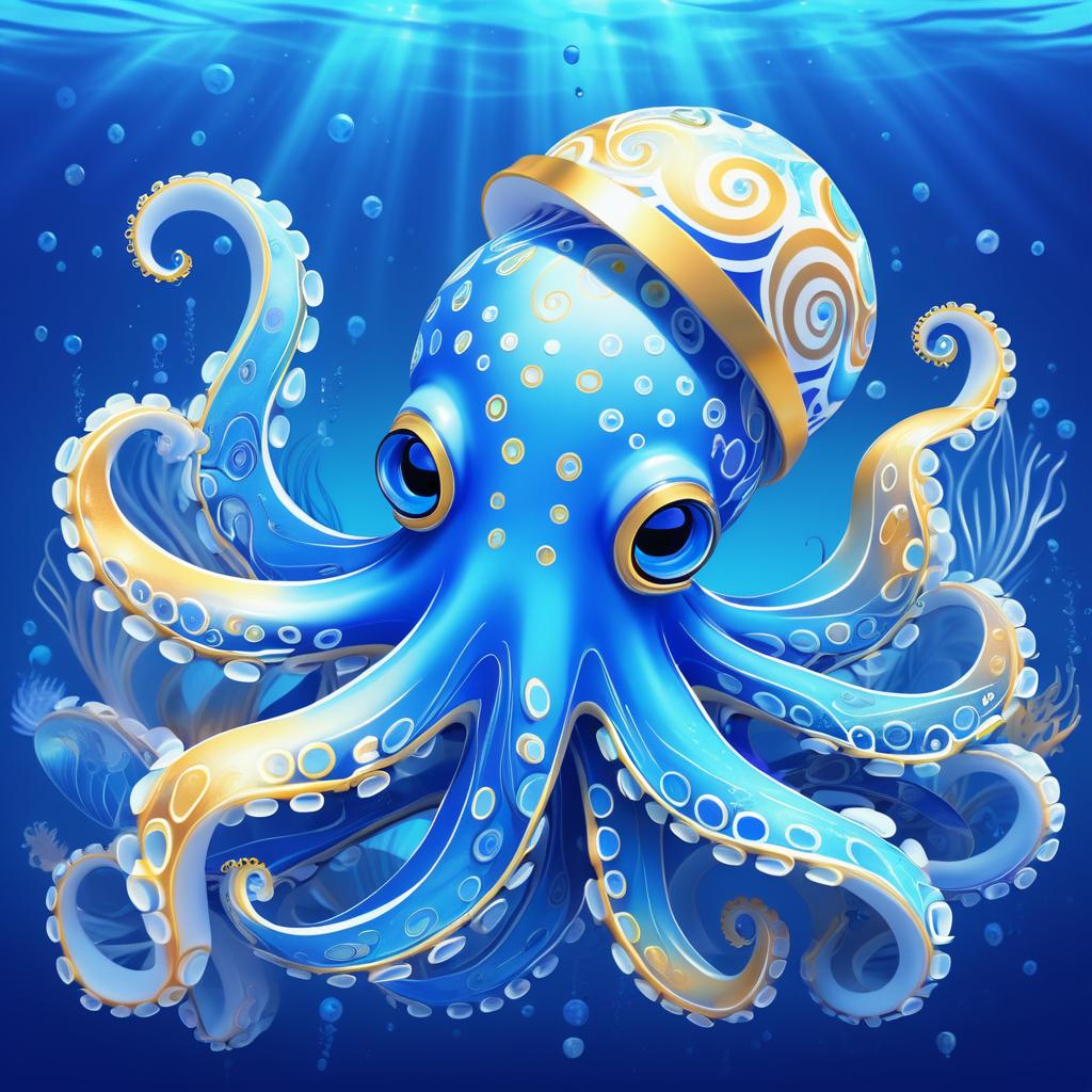 Vibrant Playful Octopus in Marine Art