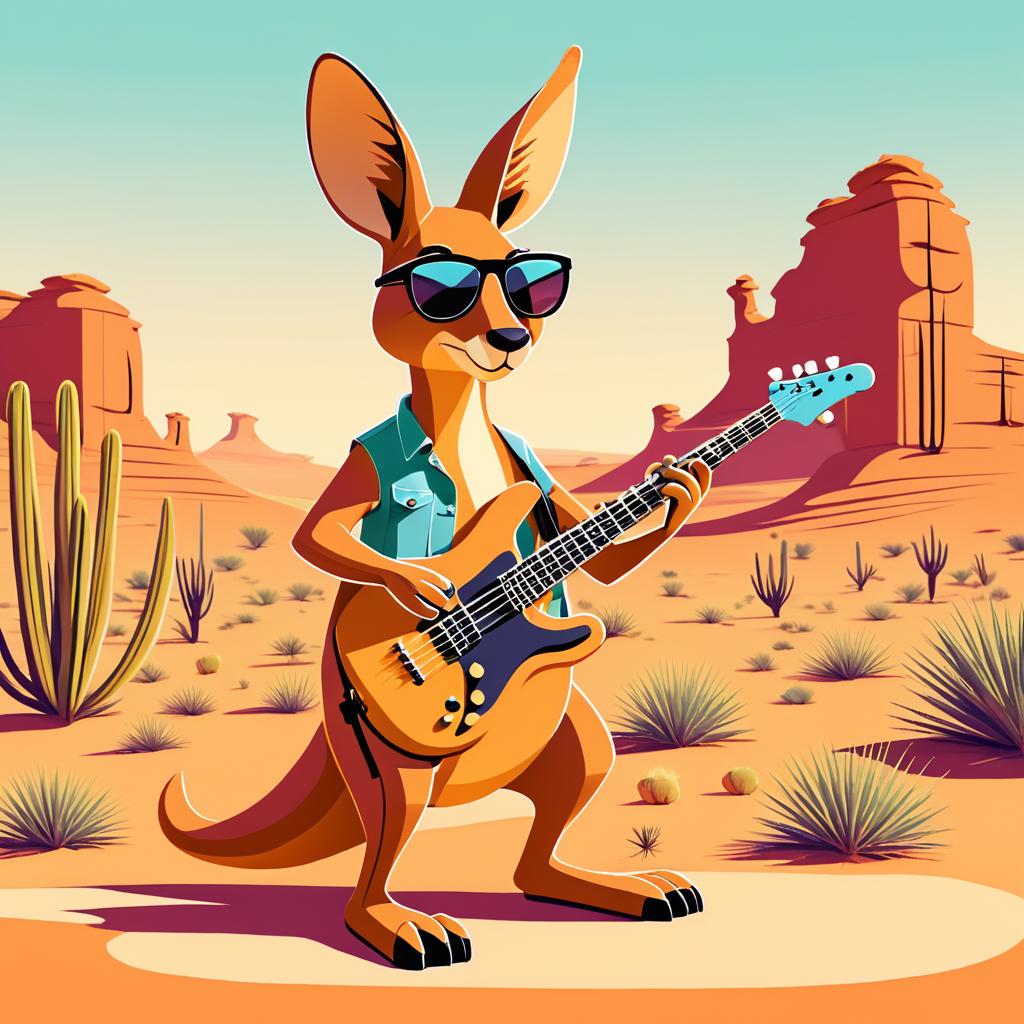 Kangaroo Rocking Out in the Desert