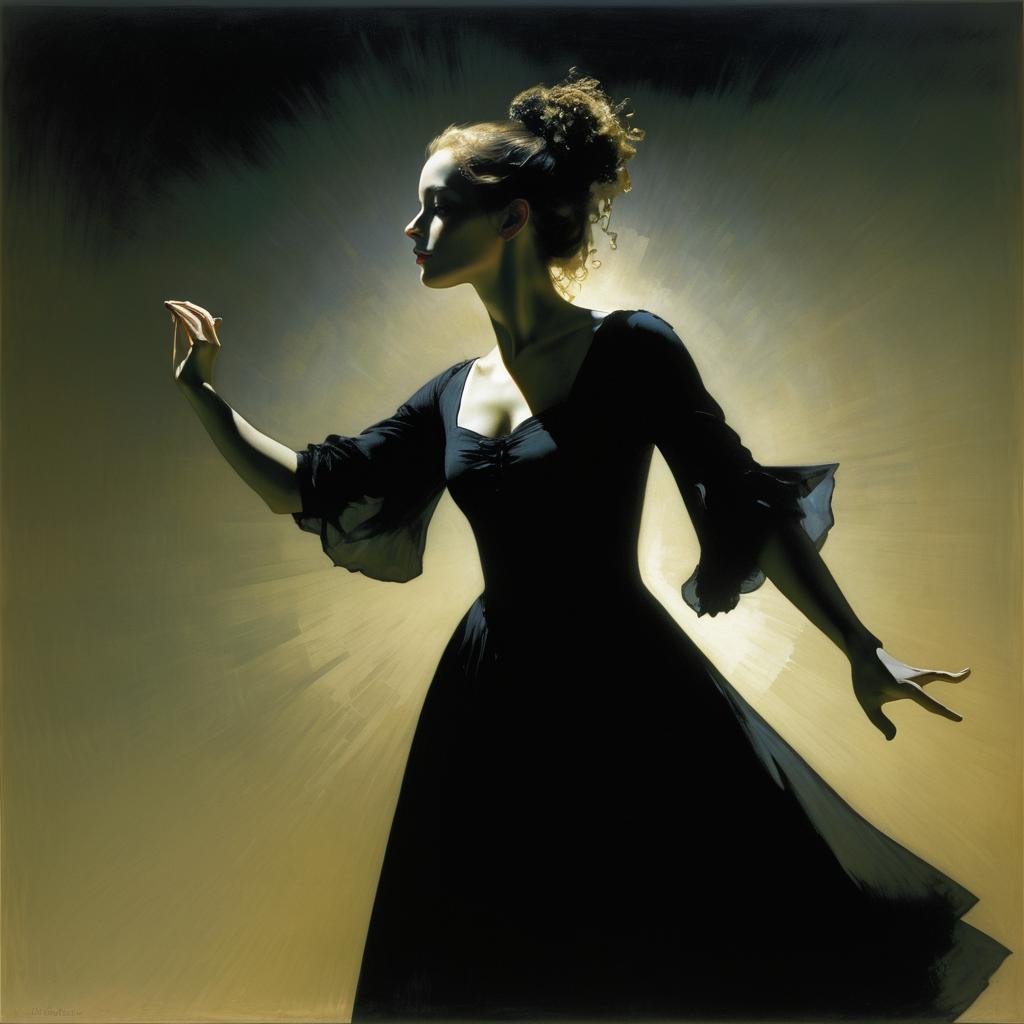 Enigmatic Dancer Portrait with Long Shadow