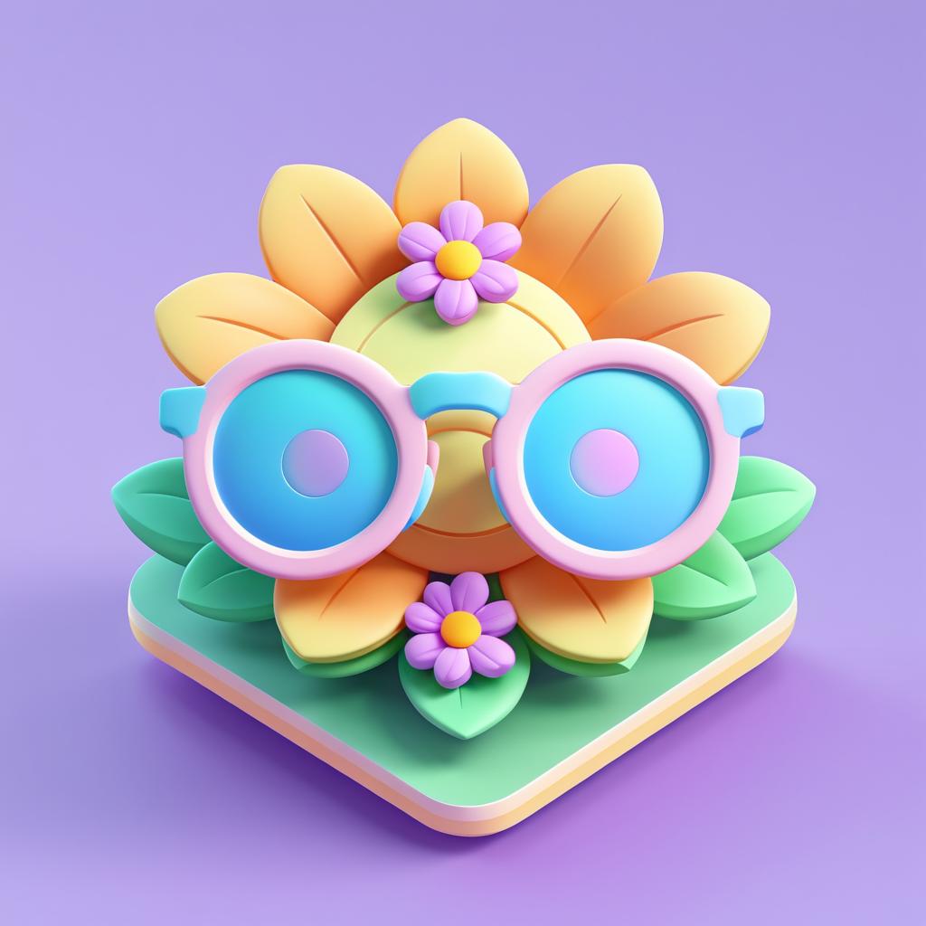 Cheerful 3D Flower Emoji Design