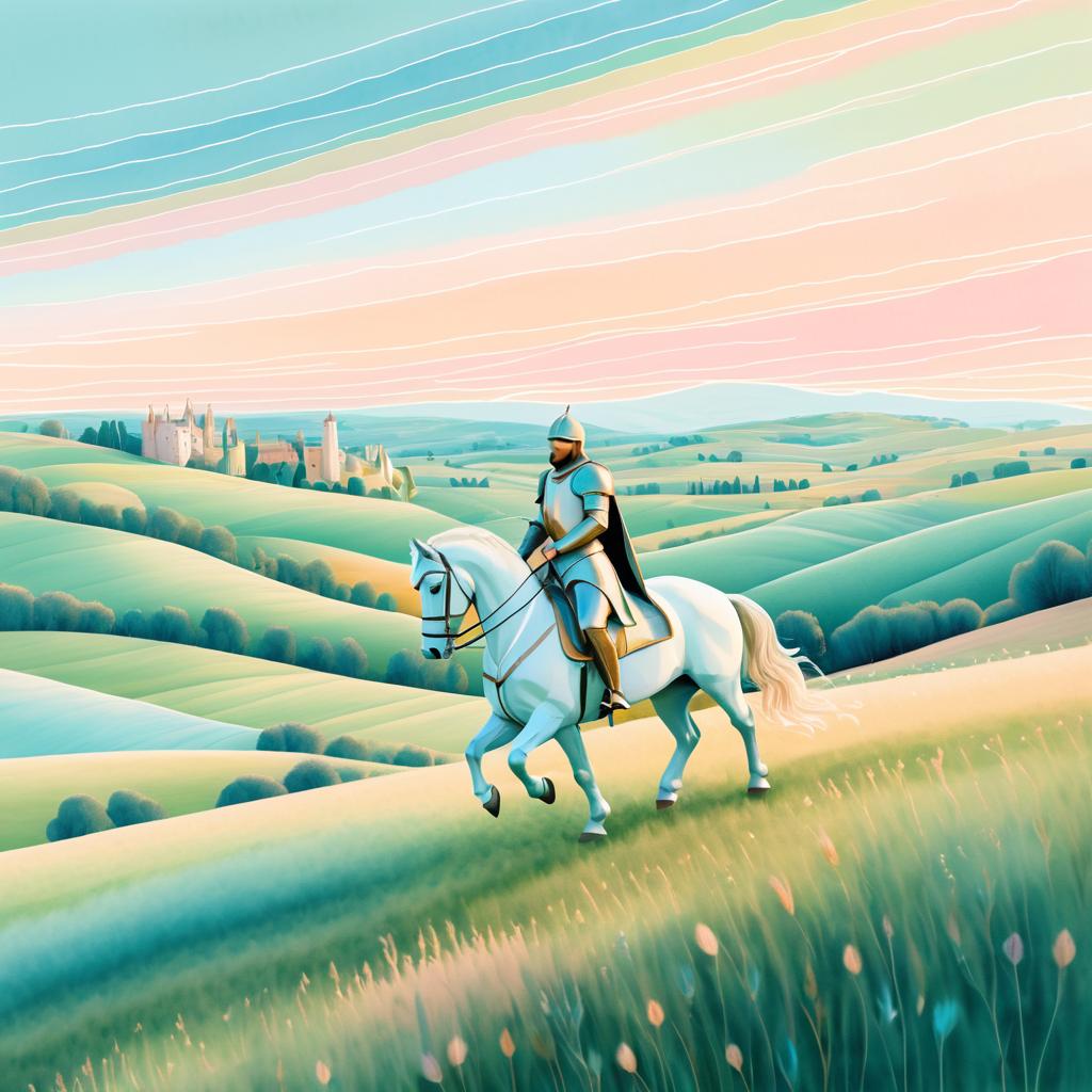 Whimsical Daring Knight in Pastel Landscape