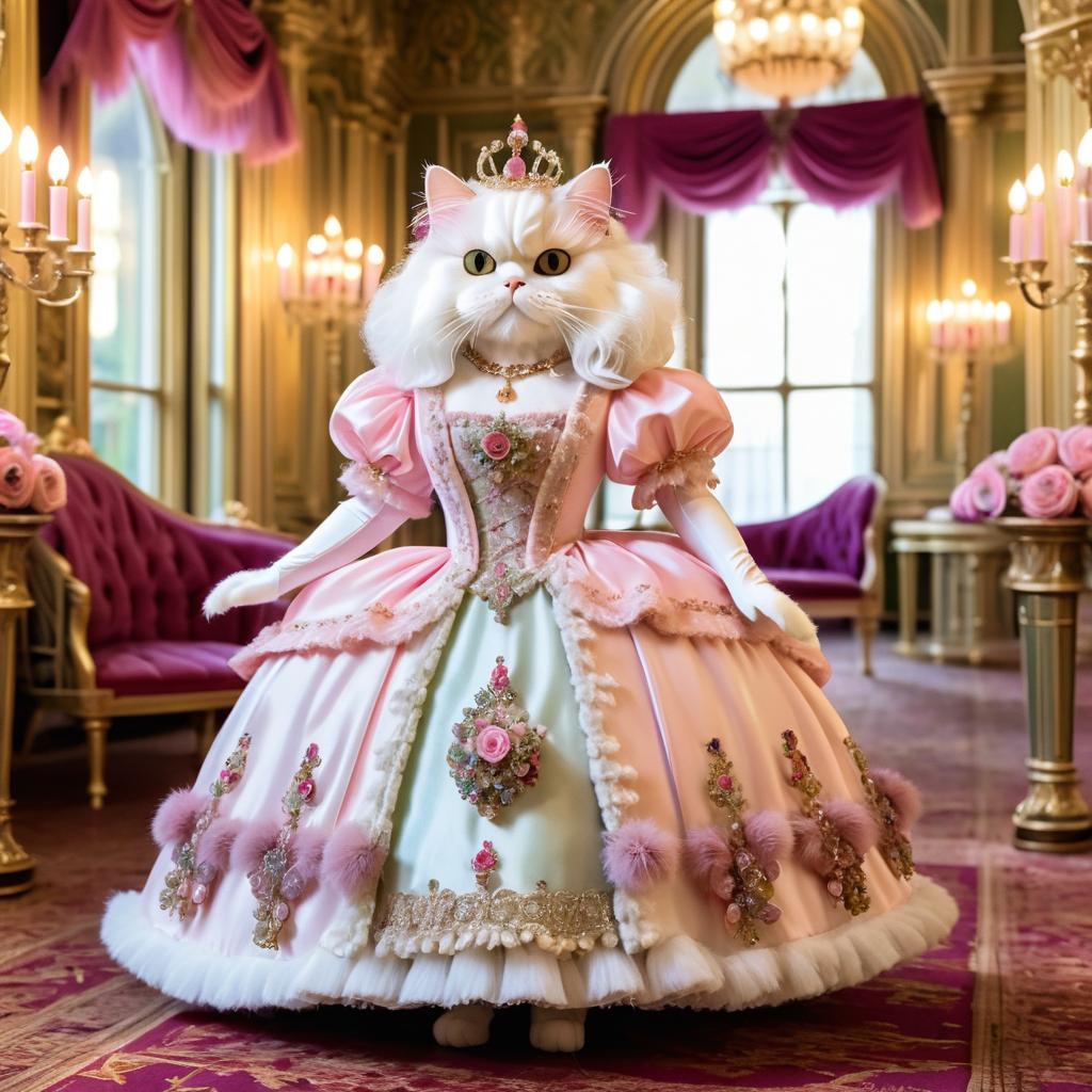 Victorian Elegance: Regal Cat in Ballgown