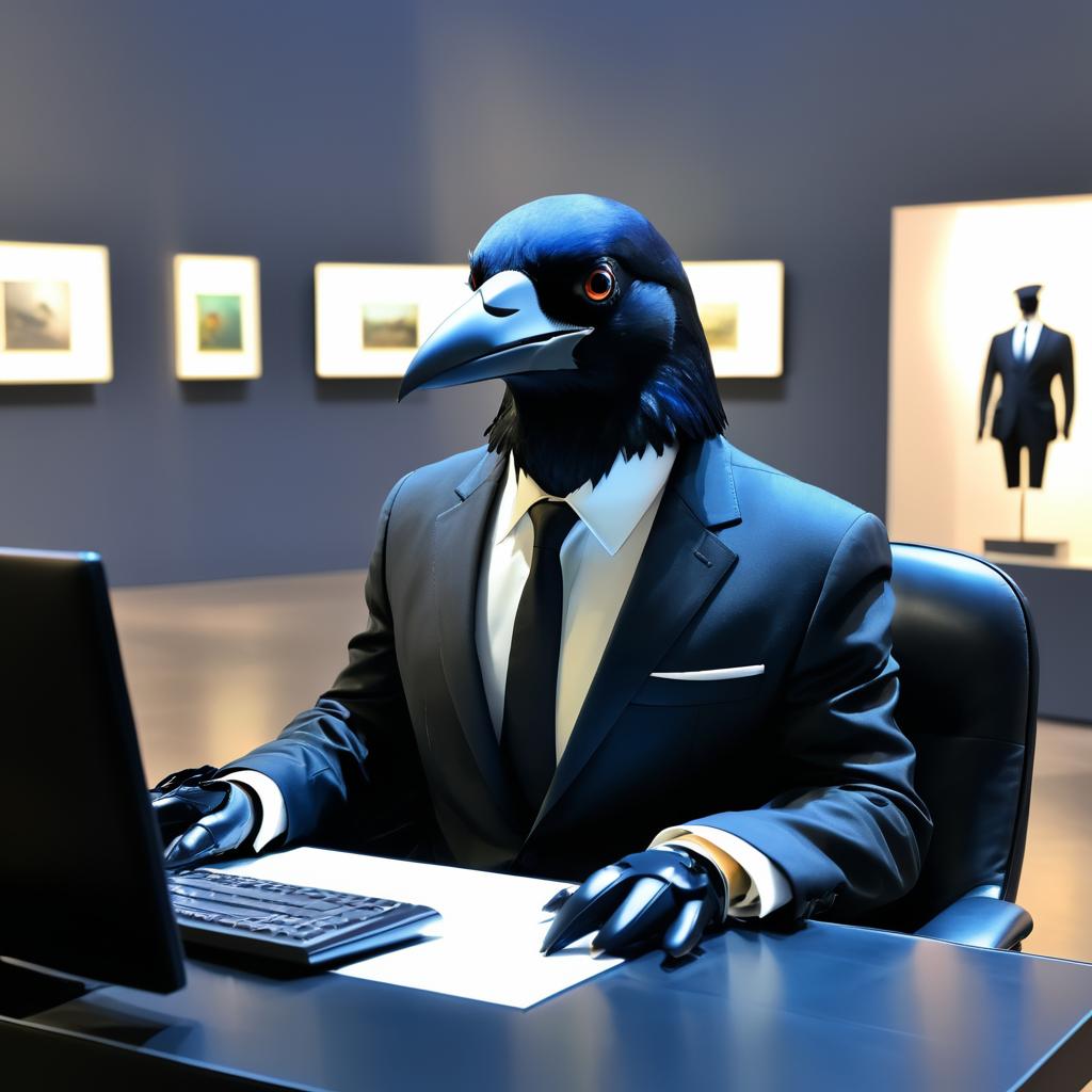 A Crow in a Suit at Work