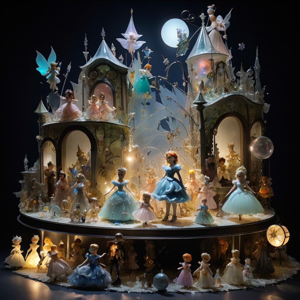 Whimsical Sculpture of Glass and Dolls