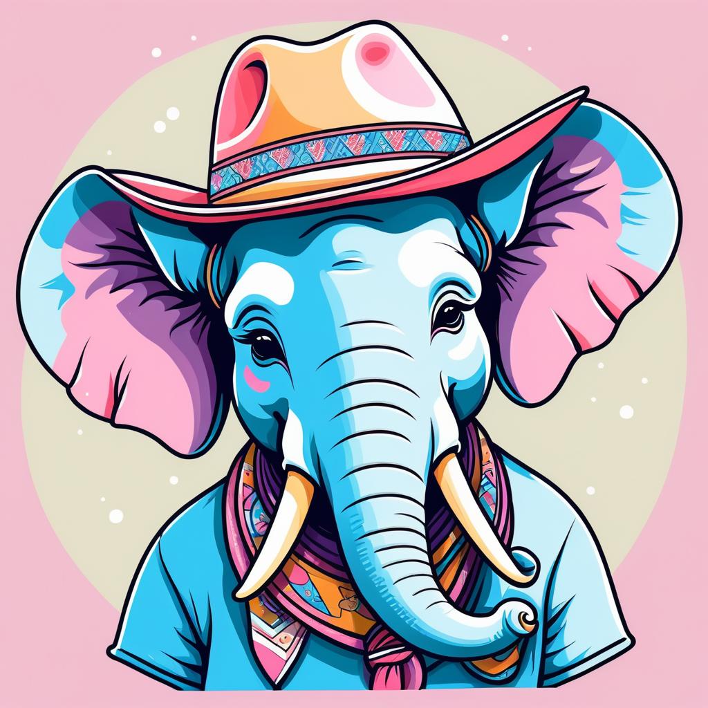 Whimsical Cartoon Elephant in Pastel Style