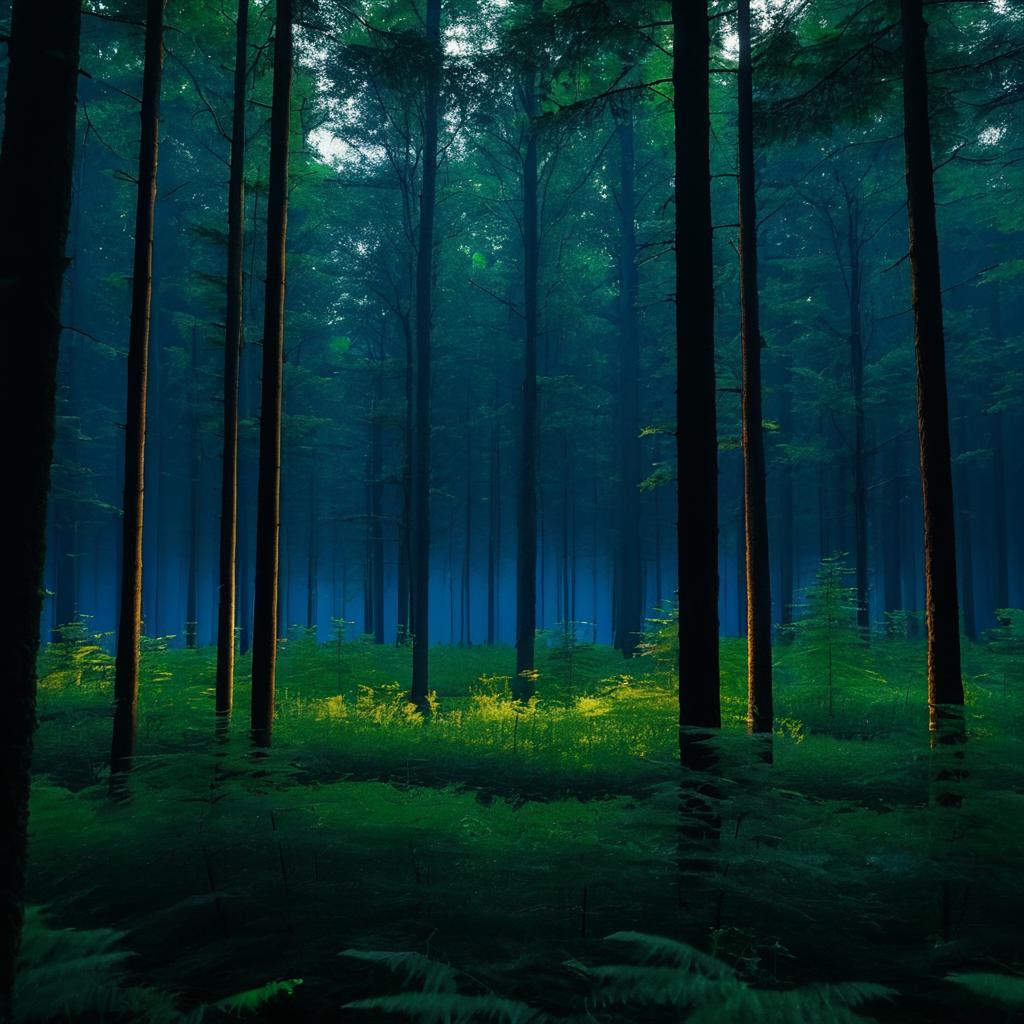 Twilight Forest Scene in Summer