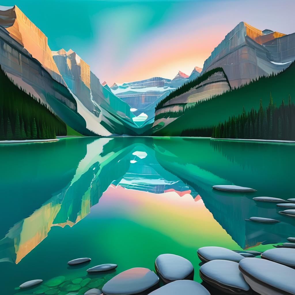 Serene Sunset at Lake Louise Painting