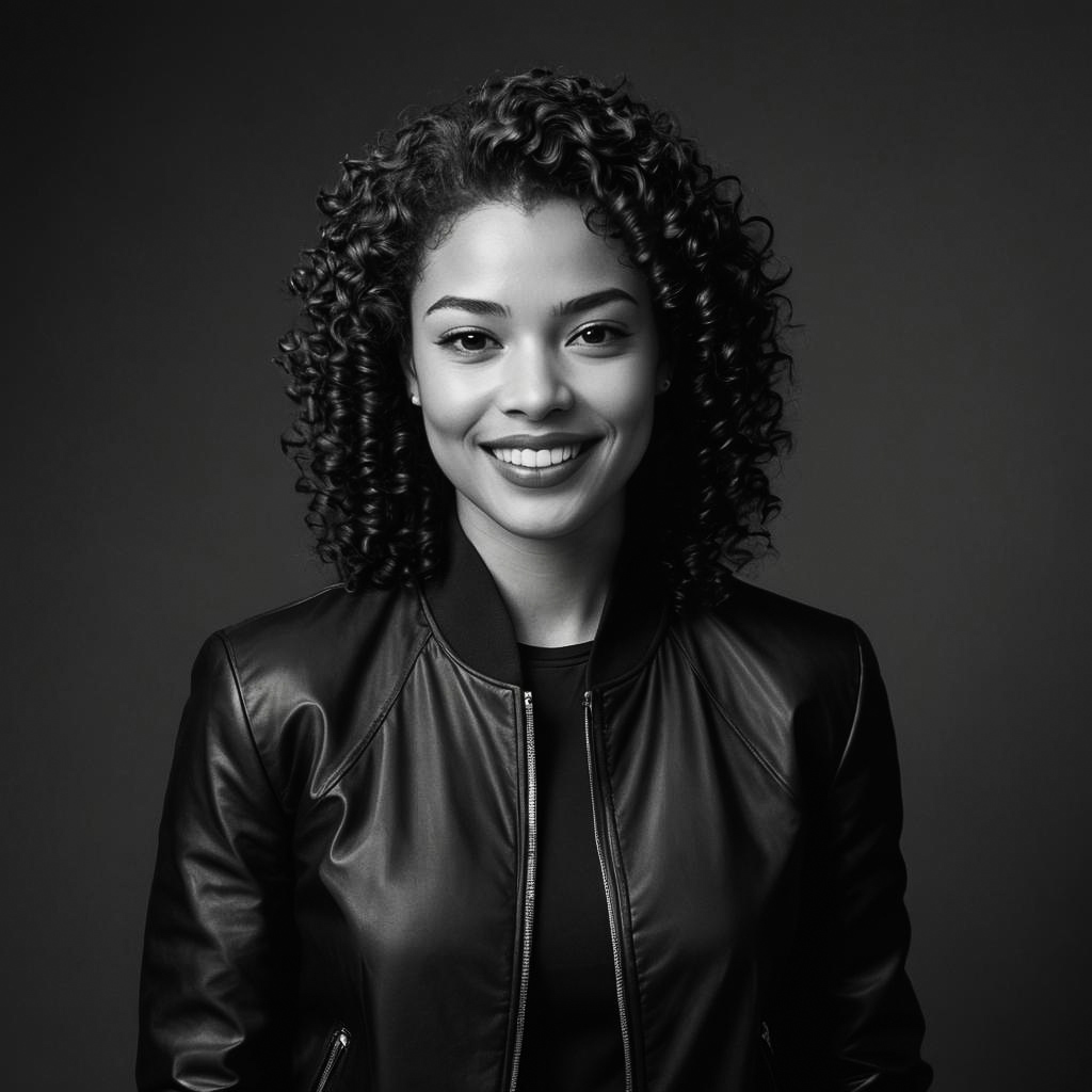 Stylish Young Woman in B&W Photo Shoot