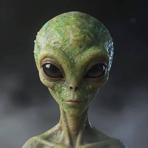 Misty Green Alien Face Closeup