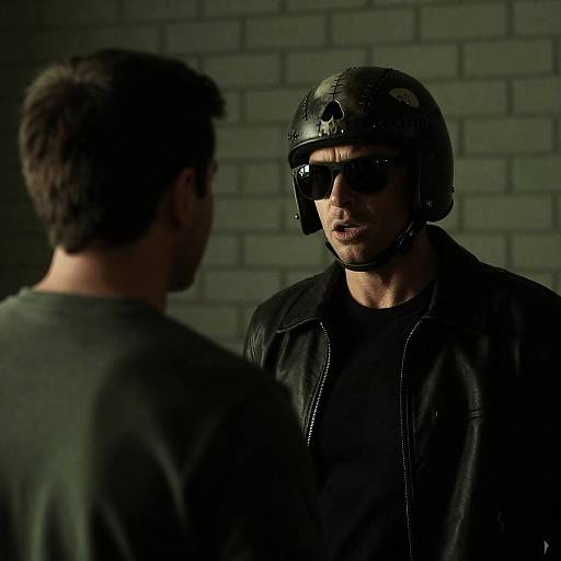 Intense Conversation in Dim Green Light