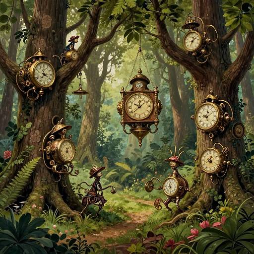 Victorian Clockwork Woodland Scene