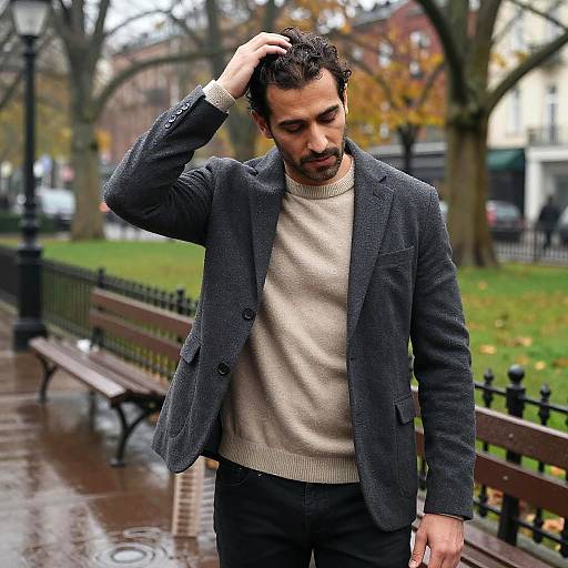 Middle Eastern Man in Autumnal Urban Park