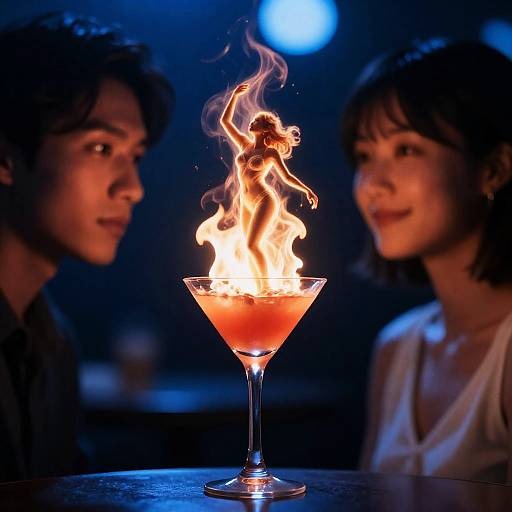 Fiery Cocktail Dance: A Nightlife Scene