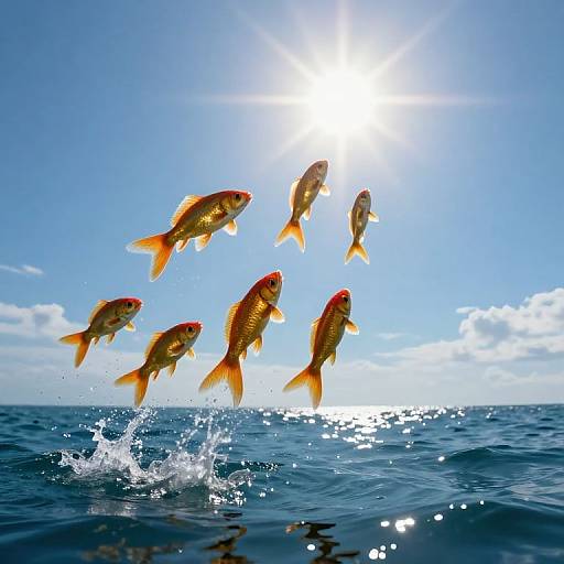 Golden Fish Ascending to Radiant Sun