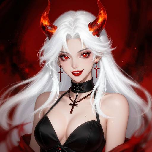 Elegant Demon Girl Digital Portrait