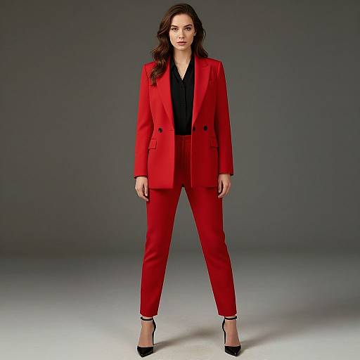 Female Model in Red Blazer