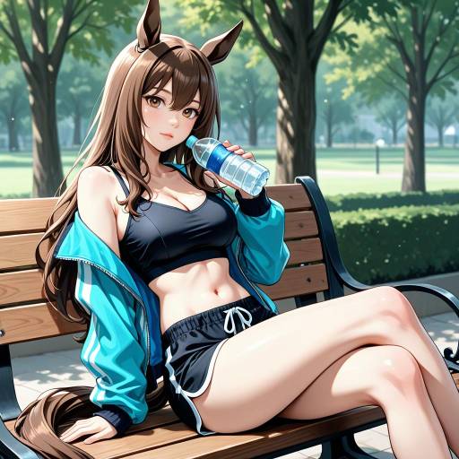 Charming Horse Girl with Bottle Portrait