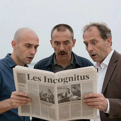 Three Surprised Men with Newspaper