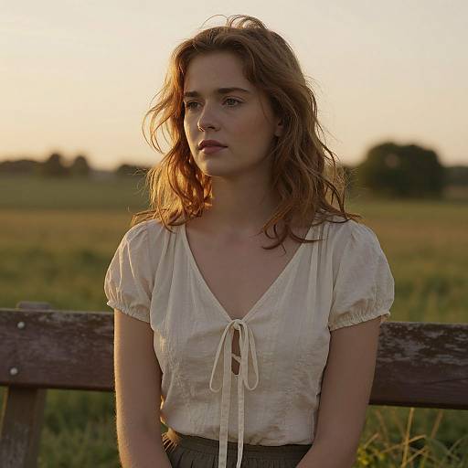 Young Woman in Countryside at Golden Hour