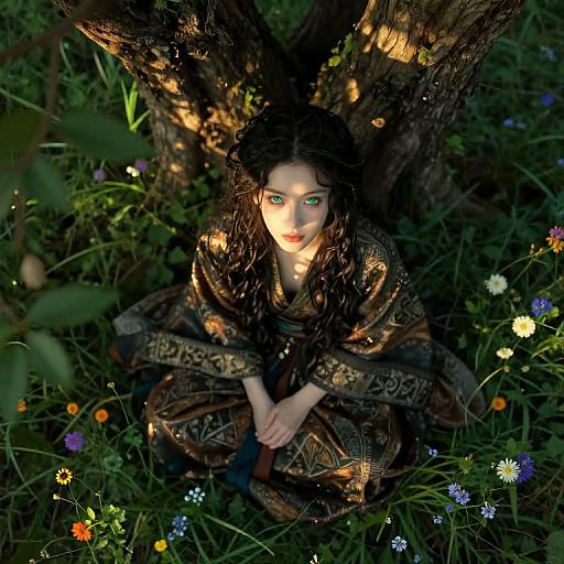 Enigmatic Figure in Serene Forest Glade