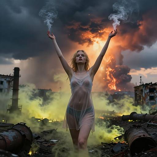 Slavic Girl in Apocalyptic Ruins