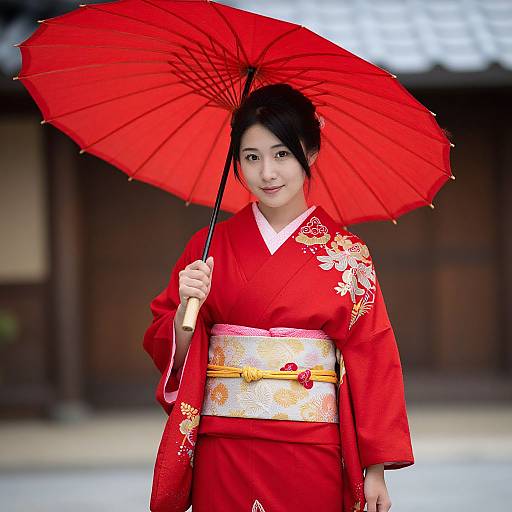 Woman in Red Yosakoi Costume