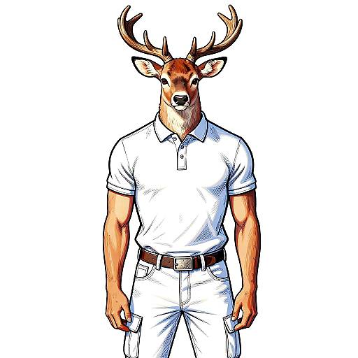Stylized Male Deer Anthropomorphic Portrait