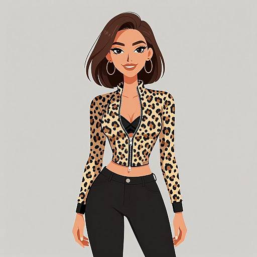 Stylish Woman in Leopard Print Jacket