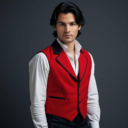 Man in Red Vest and White Shirt