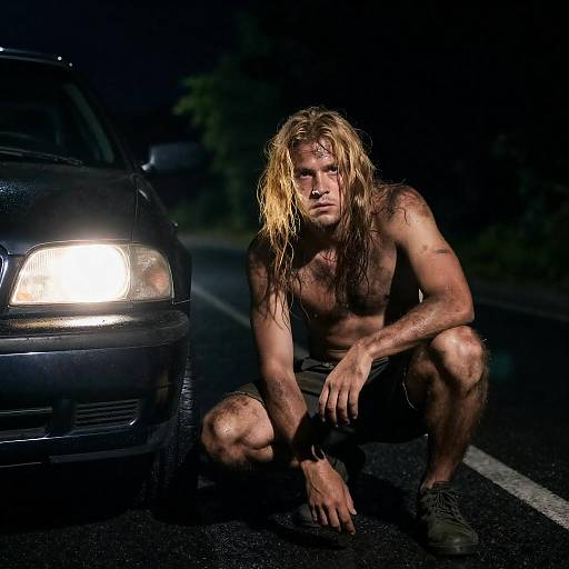 Intense Nighttime Portrait of a Man