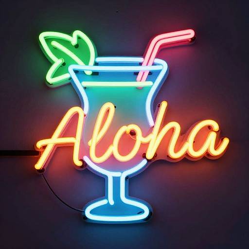 Neon Aloha Cocktail Sign