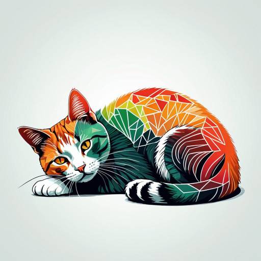 Geometric Stylized Cat Illustration