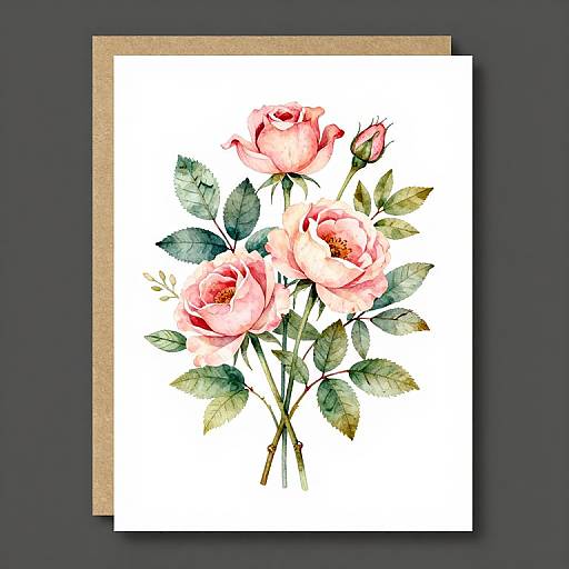 Elegant Botanical Rose Bunch Card