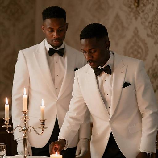 Elegant Candlelit Moment with Two Men
