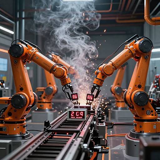 Futuristic Robotic Assembly Line