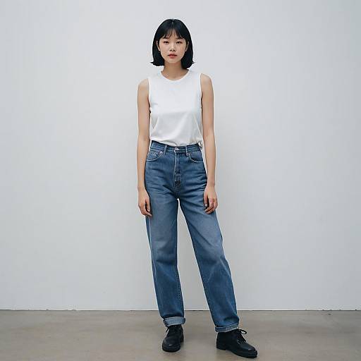 Y2K Fashion in Minimalist Studio