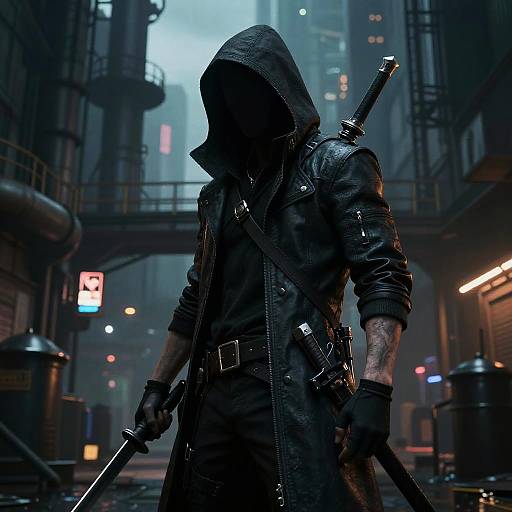 Cyberpunk Noir Shadowblade Rogue