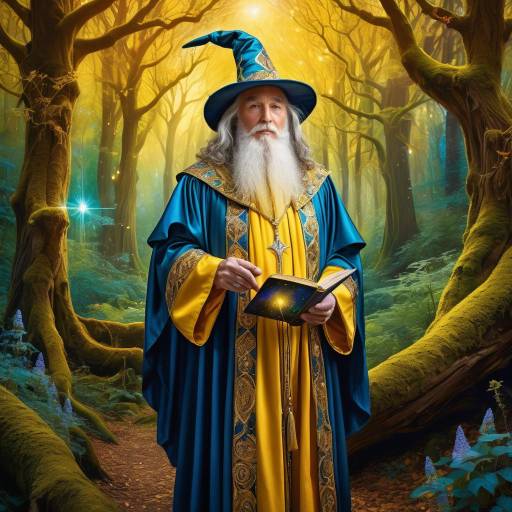 Enchanting Wizard in a Vibrant Forest Enchanting Wizard in a Vibrant Forest