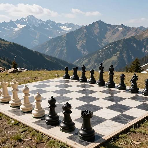 Epic Mountain Chessboard with Living Pawns