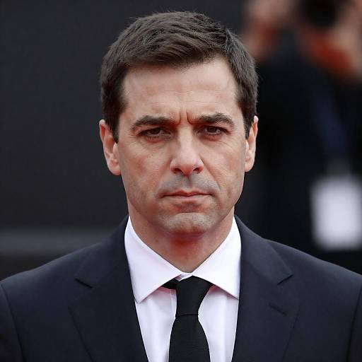 Serious Middle-Aged Man in Dark Suit