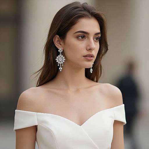 Realistic Woman in White Club Dress