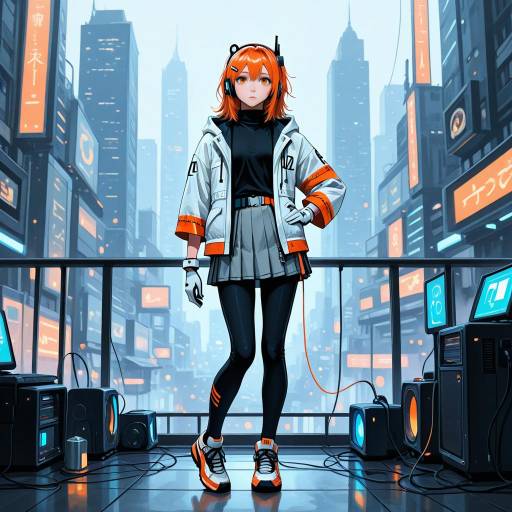 Futuristic Android Girl in Dynamic Pose