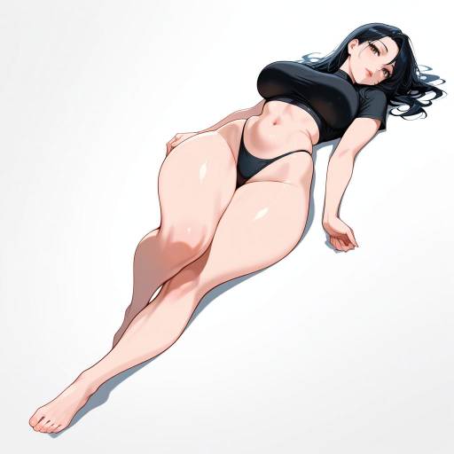 Sinuous Woman Relaxing on Chaise Longue Sinuous Woman Relaxing on Chaise Longue