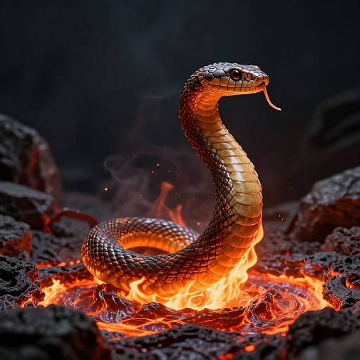Photorealistic Fiery Snake from Magma