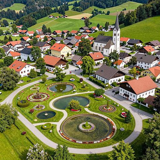 Vibrant Aerial View of Bavarian Village