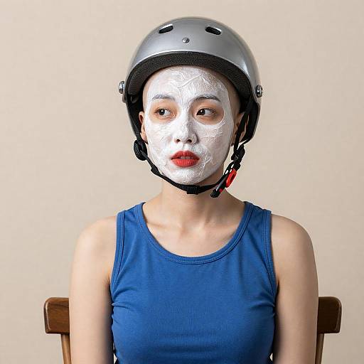 Bald Figure with Veined Metallic Face