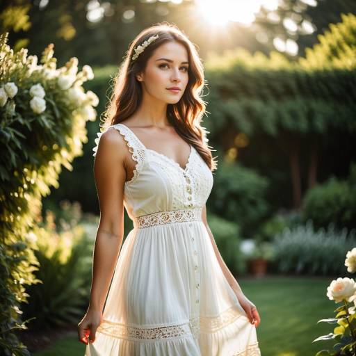 Serene Young Woman in Sunlit Garden