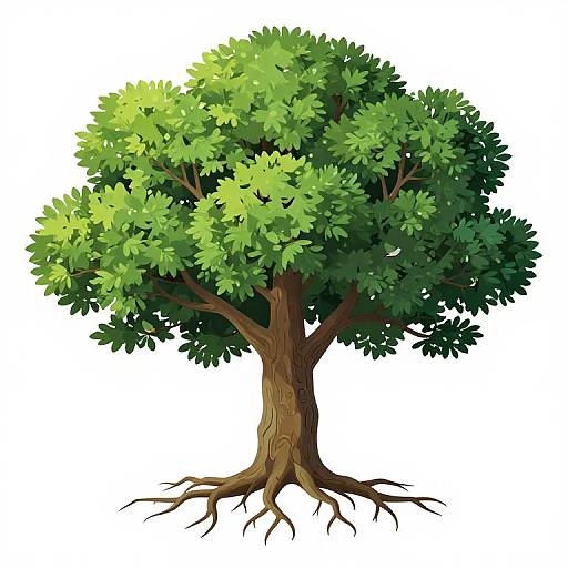 Leafy Young Tree with Birds Vector