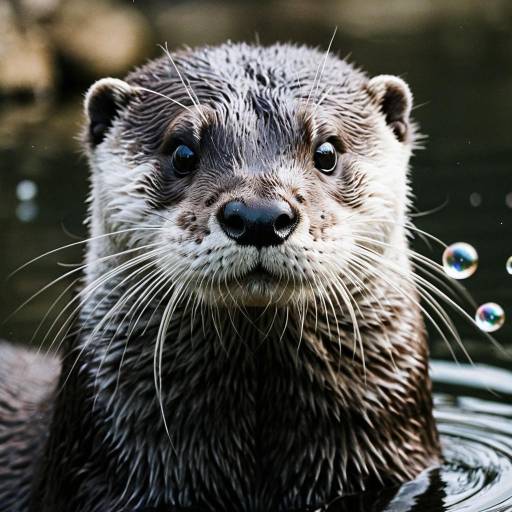Close-up of Otter with Bubbles