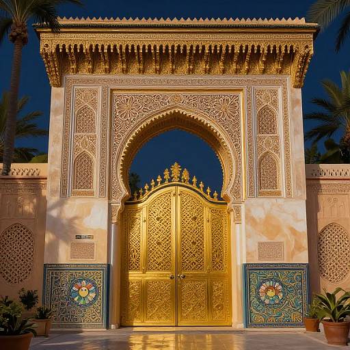 Intricate Golden Arabic Garden Gate